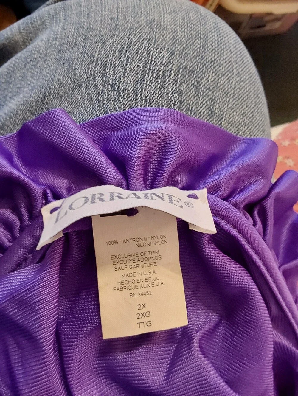 Vintage Lorraine Purple Nylon Robe, 1970s New Old Stock, 2X